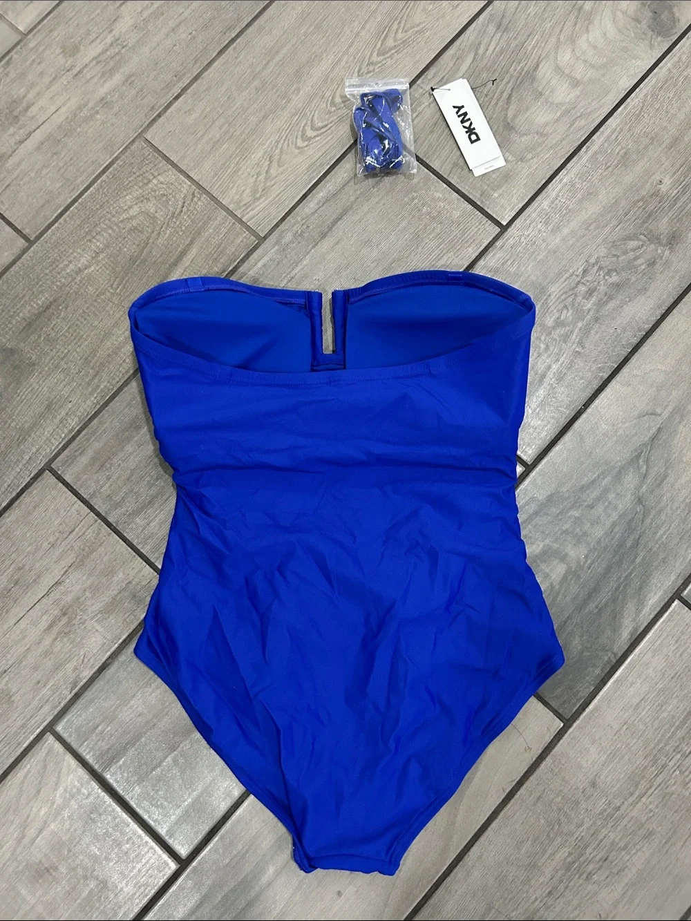 DKNY Women's U-Wire Bandeau One Piece Swimsuit with Tummy Control - Picture 7 of 7